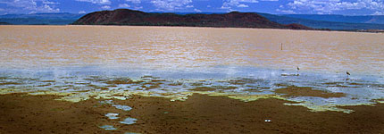 Lake Baringo with hippo footprints on the foreground. Javier Yanes/Kenyalogy.com