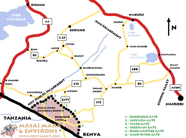 Mapa de la región de Masai Mara