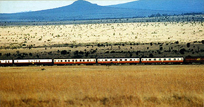 Nairobi-Mobasa train crossing the Tsavo